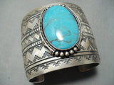 Monster Signed Vintage Native American Navajo Spiderweb Turquoise Sterling Silver Bracelet-Nativo Arts