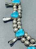 Marvelous Vintage Native American Navajo Morenci Turquoise Sterling Silver Squash Necklace-Nativo Arts