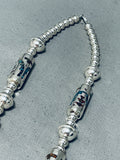 Very Important Singer Vintage Native American Navajo Turquoise Sterling Silver Tube Necklace-Nativo Arts