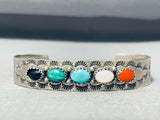 Signed Authentic Vintage Native American Navajo Turquoise Sterling Silver Bracelet-Nativo Arts