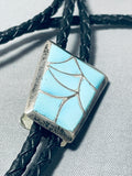 Native American Happy Sky Blue Vintage Zuni Turquoise Sterling Silver Bolo Tie-Nativo Arts