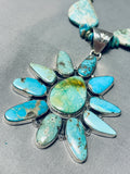 Turquoise Sun Longer Native American Navajo 34 Inch Sterling Silver Necklace-Nativo Arts