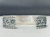Silverwork Genius Vintage Native American Navajo Turquoise Sterling Silver Repoussed Bracelet-Nativo Arts