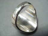Stunning Native American Navajo Signed Pilot Mountain Turquoise Sterling Silver Ring-Nativo Arts