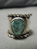 One Of The Earliest Adjustable Vintage Native American Navajo Turquoise Sterling Silver Ring-Nativo Arts
