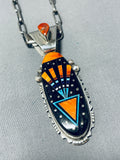 Very Intricate Native American Navajo Turquoise Inlay Sterling Silver Necklace-Nativo Arts