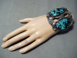 Monstrous Vintage Native American Navajo Spiderweb Turquoise Sterling Silver Bracelet-Nativo Arts