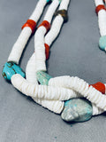 400 Grams Mind Boggling Vintage Santo Domingo Turquoise Coral Heishi Necklace-Nativo Arts