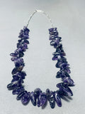 Chunky Incredible Vintage Native American Navajo Amethyst Sterling Silver Tube Necklace-Nativo Arts