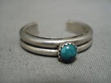 Rare Adjustable Sterling Silver Turquoise Vintage Native American Navajo Ring-Nativo Arts