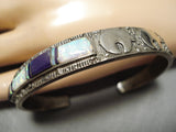 Exquisite Vintage Native American Navajo Sugulite Opal Sterling Silver Bracelet Inlay-Nativo Arts