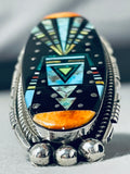 One Of The Biggest Ever Native American Navajo Outer Space Turquoise Sterling Silver Ring-Nativo Arts