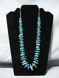 Gorgeous Vintage Native American Navajo Old Kingman Turquoise Sterling Silver Necklace Old-Nativo Arts
