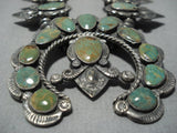 262 Grm Vintage Native American Jewelry Navajo Royston Turquoise Sterling Silver Squash Blossom Necklace-Nativo Arts