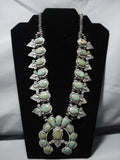262 Grm Vintage Native American Jewelry Navajo Royston Turquoise Sterling Silver Squash Blossom Necklace-Nativo Arts