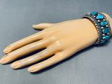 Heavy 83 Grams Vintage Native American Navajo Turquoise Sterling Silver Bracelet Old-Nativo Arts