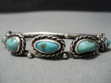 Wonderful Vintage Native American Navajo Turquoise Sterling Silver Bracelet Old-Nativo Arts