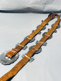 Authentic Signed Vintage Native American Navajo Sterling Silver Hand Tooled Concho Belt Old-Nativo Arts