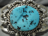 Striking Vintage Native American Navajo Scalloped Sterling Silver Turquoise Bracelet-Nativo Arts