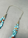 Native American Dramatic Vintage Santo Domingo Turquoise & Shell Sterling Silver Necklace-Nativo Arts