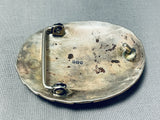 Dickie Charlie Vintage Native American Zuni Blue Gem Turquoise Sterling Silver Buckle-Nativo Arts