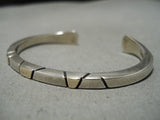 Stunning Vintage Native American Navajo Ron Henry Thicker Gold Sterling Silver Bracelet-Nativo Arts