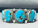 Awesome Native American Navajo Signed 5 Red Mountain Turquoise Sterling Silver Bracelet-Nativo Arts