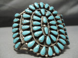 Huge Vintage Native American Navajo Tears Of Joy Turquoise Sterling Silver Bracelet Old-Nativo Arts