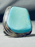 One Of The Biggest Ever Native American Navajo Tommy Jackson Turquoise Sterling Silver Ring-Nativo Arts
