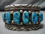 Dramatic Vintage Navajo Turquoise Sterling Silver Native American Bracelet Old-Nativo Arts