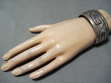 Spectacular Vintage Hopi Sterling Silver Bracelet Native American Old-Nativo Arts