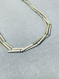 Very Rare Long Tube Vintage Native American Navajo Sterling Silver Necklace Old-Nativo Arts