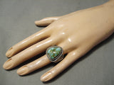 Importanrt Vintage Native American Navajo Carico Lake Turquoise Sterling Silver Ring-Nativo Arts
