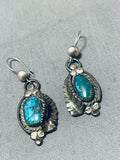 Native American Marvelous Vintage Carico Lake Turquoise Sterling Silver Dangle Earrings-Nativo Arts