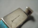One Of Best Vintage Native American Navajo Jim Harrison Turquoise Inlay Sterling Silver Bracelet-Nativo Arts