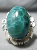 One Of The Most Protruding Agate Sterling Silver Native American Navajo Ring-Nativo Arts