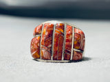 Eye-catching Native American Navajo Spiny Oyster Sterling Silver Ring-Nativo Arts