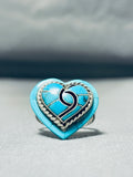 Adorable Vintage Native American Zuni Turquoise Sterling Silver Heart Ring-Nativo Arts