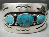 Important Vintage Native American Navajo Roy Vandever Turquoise Sterling Silver Bracelet Old-Nativo Arts
