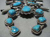 265 Grams Vintage Native American Jewelry Navajo Turquoise Sterling Silver Squash Blossom Necklace-Nativo Arts