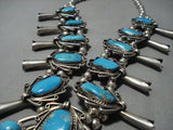 265 Grams Vintage Native American Jewelry Navajo Turquoise Sterling Silver Squash Blossom Necklace-Nativo Arts