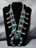 265 Grams Vintage Native American Jewelry Navajo Turquoise Sterling Silver Squash Blossom Necklace-Nativo Arts