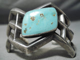 Unique Vintage Native American Navajo Turquoise Sterling Silver Bracelet Old-Nativo Arts