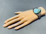 One Of The Biggest Vintage Native American Navajo #8 Turquoise Sterling Silver Bracelet-Nativo Arts