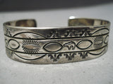 Rare Mary Morgan Vintage Native American Navajo Hand Tooled Sterling Silver Bracelet-Nativo Arts
