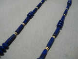 Museum Vintage Navajo 14k Gold Lapis Native American Necklace-Nativo Arts