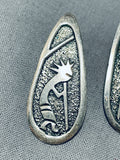 Impressive Vintage Native American Navajo Sterling Silver Kokopelli Earrings-Nativo Arts