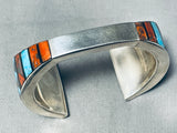 One Of Most Unique Ever Vintage Native American Navajo Turquoise Inlay Sterling Silver Bracelet-Nativo Arts