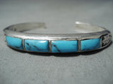 Stunning Vintage Native American Navajo Blue Diamond Turquoise Sterling Silver Bracelet Old-Nativo Arts