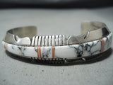 Exceptional Navajo Native American White Buffalo Sterling Silver Bracelet-Nativo Arts